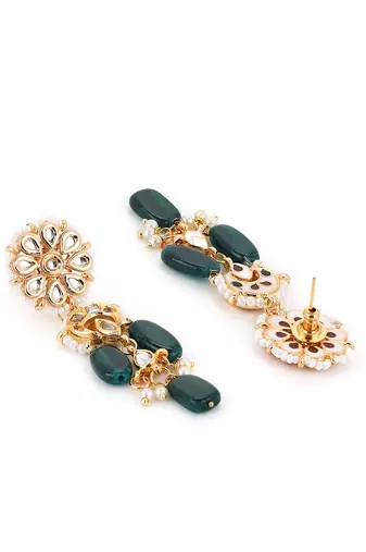Green kundan earrings