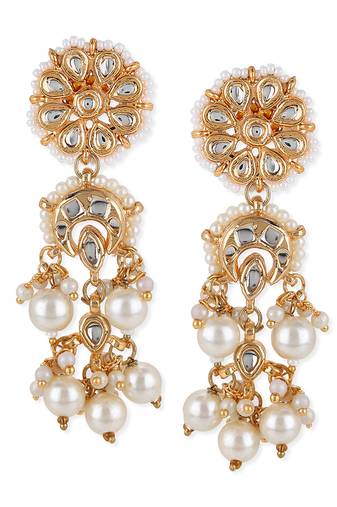 White kundan earrings