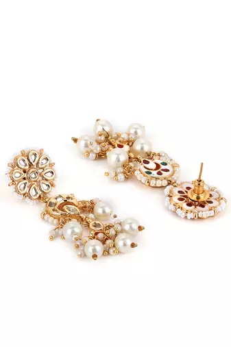 White kundan earrings