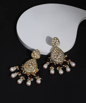 Maroon kundan earrings 1