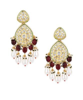 Maroon kundan earrings 2