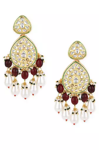 Maroon kundan earrings