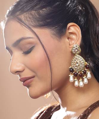 Maroon kundan earrings 4