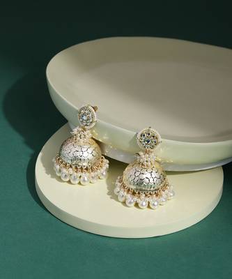 White kundan earrings 1