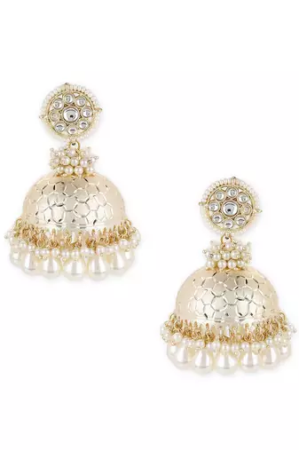 White kundan earrings
