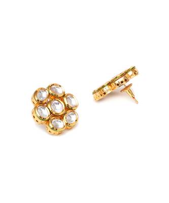Gold kundan round maang tikka with studs 2