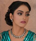 Gold dual tone kundan necklace set