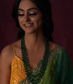 Green long layered green necklace set