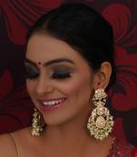 Gold kundan chand earrings