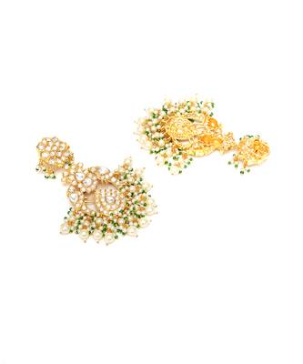 Gold kundan chand earrings 3