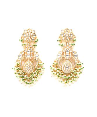 Gold kundan chand earrings 1