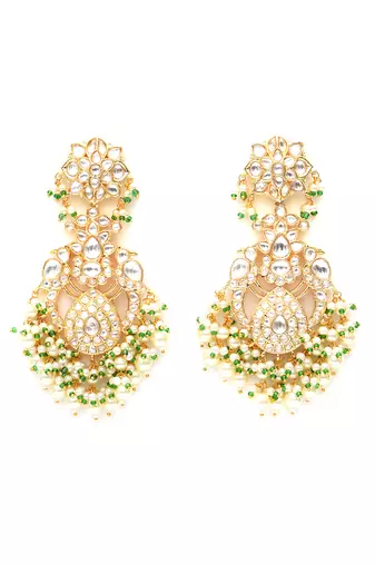Gold kundan chand earrings