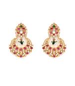 Gold kundan chand earrings