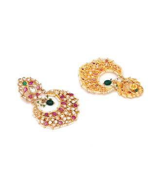 Gold kundan chand earrings 3