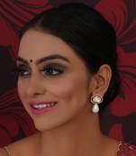 Gold kundan studs with pearl drop