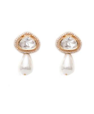 Gold kundan studs with pearl drop 1