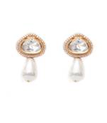 Gold kundan studs with pearl drop