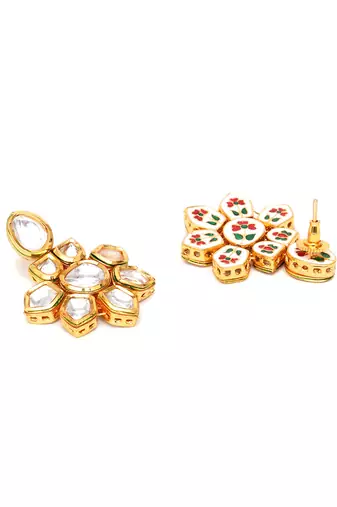 Gold kundan earrings