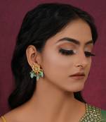 Mint stone kundan earrings