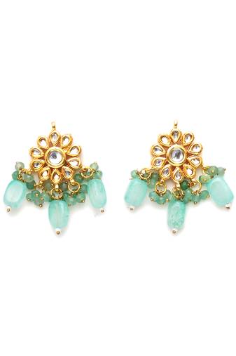 Mint stone kundan earrings