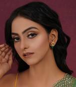 Emerald stone kundan studs