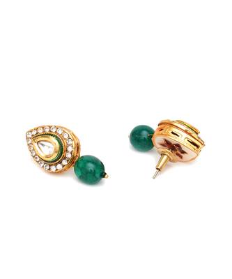 Emerald stone kundan studs 2