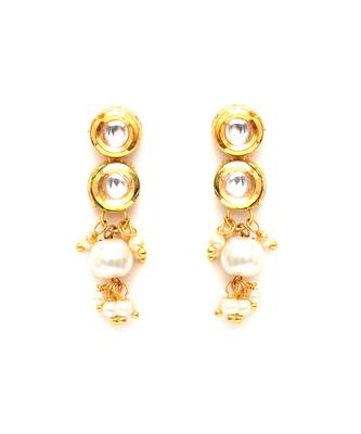 Gold kundan earrings with pearl drops 1