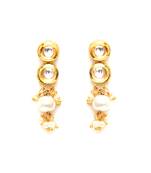 Gold kundan earrings with pearl drops