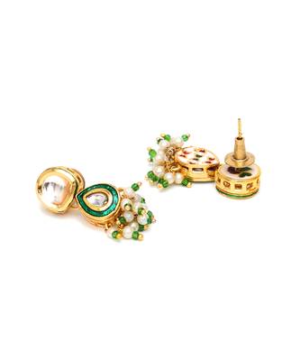 Gold dual kundan stone with earrings 3