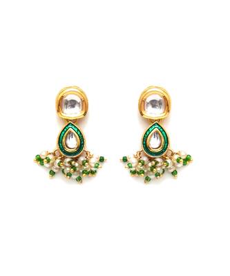 Gold dual kundan stone with earrings 1