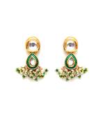 Gold dual kundan stone with earrings