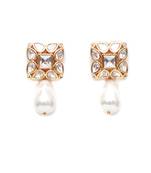 Gold kundan studs with pearl drop