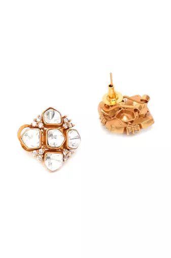 Gold kundan studs