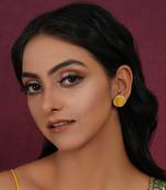 Yellow stone kundan studs