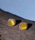 Yellow stone kundan studs