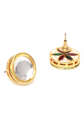 Gold kundan studs