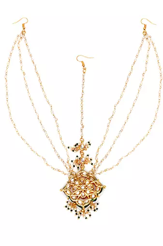 Gold layered pearl matha patti
