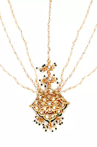 Gold layered pearl matha patti