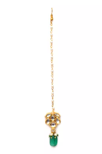Gold kundan maang tikka