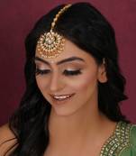 Gold kundan maang tikka