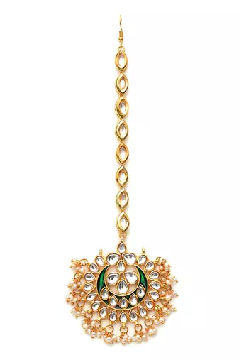 Gold kundan maang tikka