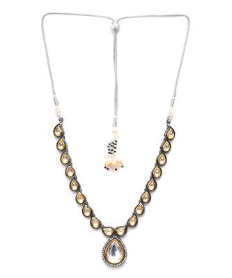 Gold long tear drop dual tone kundan neckpiece 2
