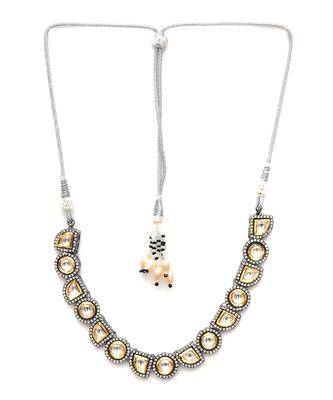Gold mixed cut dual tone kundan neckpiece 2