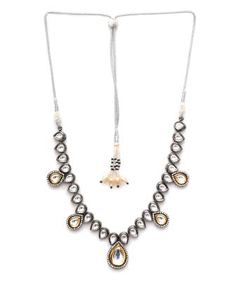 Gold tear drop dual tone kundan neckpiece 2