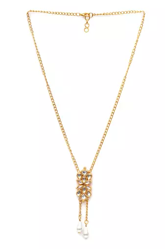 Gold long kundan neckpiece