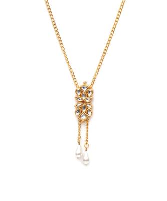 Gold long kundan neckpiece 3