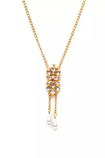 Gold long kundan neckpiece
