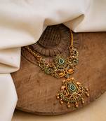  golden necklace with emerald pendant one gram gold