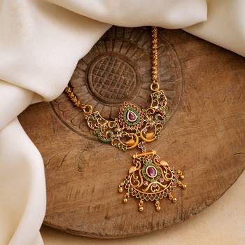  golden necklace with ruby pendant one gram gold 1