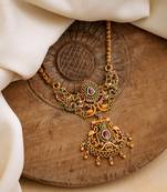  golden necklace with ruby pendant one gram gold